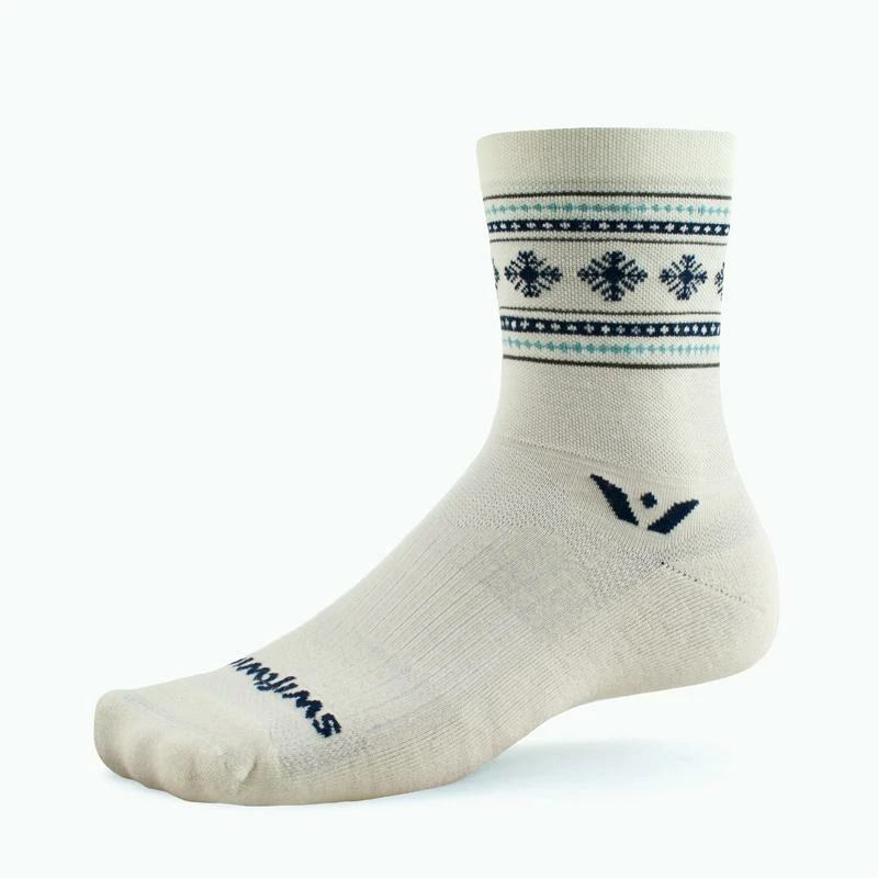 Swiftwick VISION FIVE Winter Crew (Cream Snowflake)