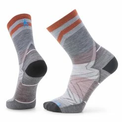 Smartwool Run Zero Cushion Mid Crew Pattern Socks (Medium Grey)
